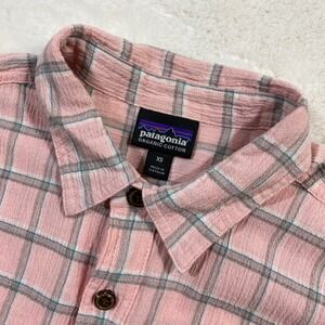 Patagonia Steemans Crincle Organic Cotton Pink Plaid Shirt Women's XS